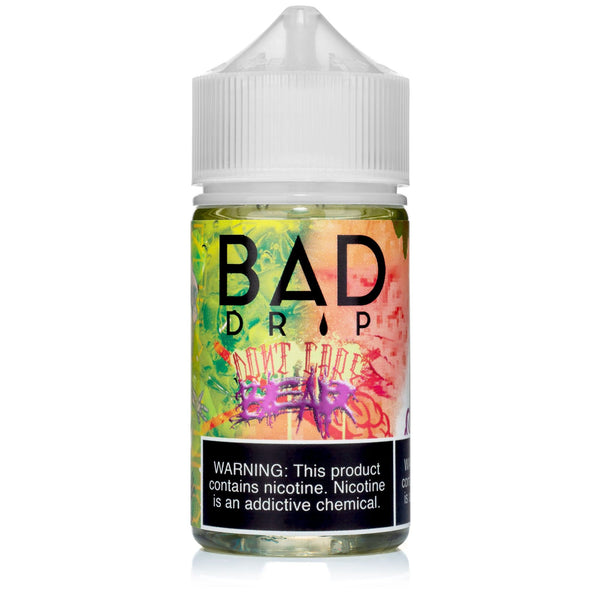 Bad Drip Don't Care Bear E-liquid bottle, 60mL vape juice with colorful label featuring a bear design and playful graphics.