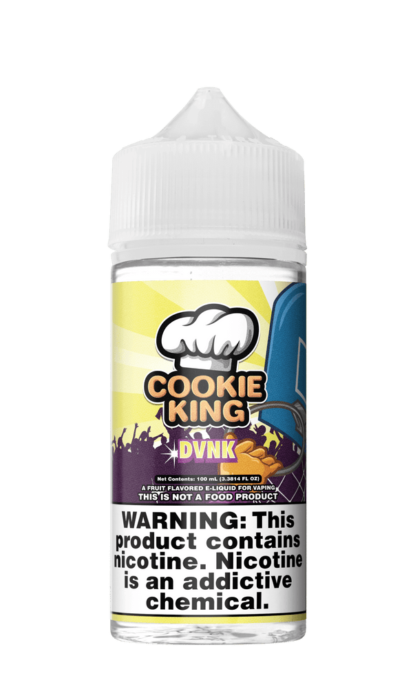 DVNK Cookie King 100mL e-liquid bottle by Candy King with colorful label and packaging for vaping.