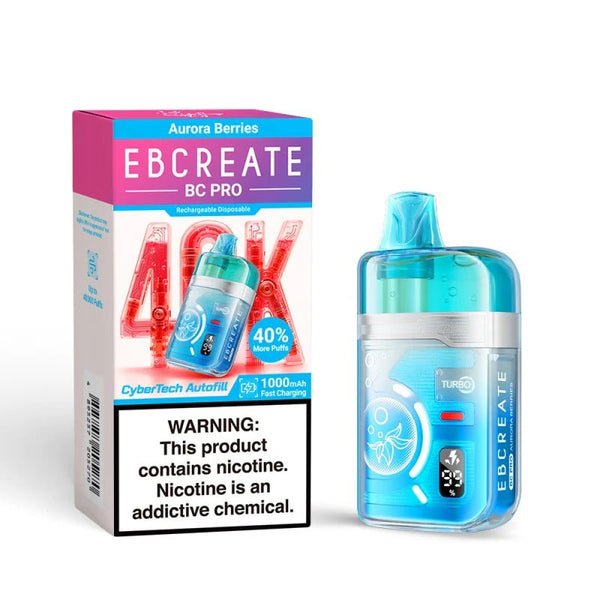 EBCREATE BC PRO 2026 disposable vape device with sleek design and compact size for easy use and portability.