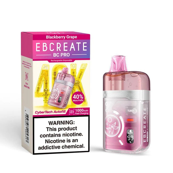 EBCREATE BC PRO 2026 disposable vape device with sleek design and 40,000 puffs, compact and portable for on-the-go vaping.