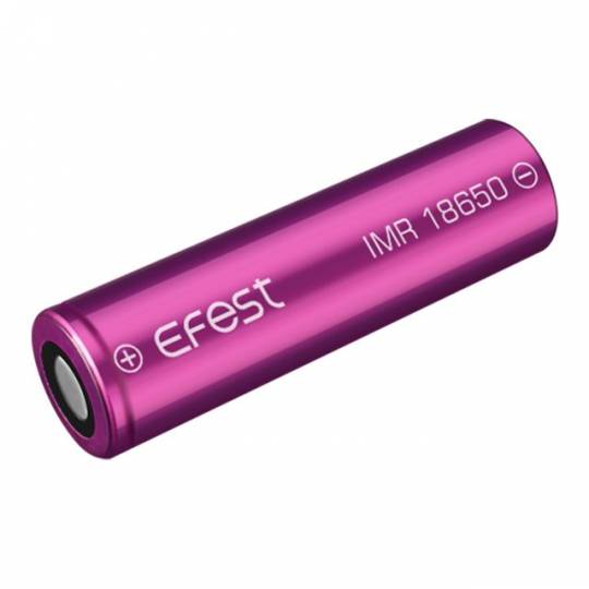eFest 18650 3500mAh 20A IMR flat top rechargeable battery for vaping, showing the battery with branding and flat top design