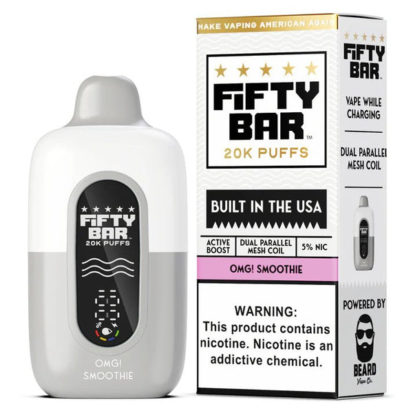 Fifty Bar 20K Disposable Vape device with sleek design and colorful branding, designed for easy, portable vaping.