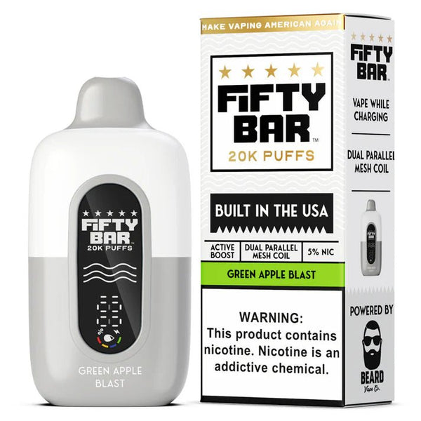 Fifty Bar 20K Disposable Vape, sleek portable device with colorful design and mouthpiece, designed for easy use and convenience.