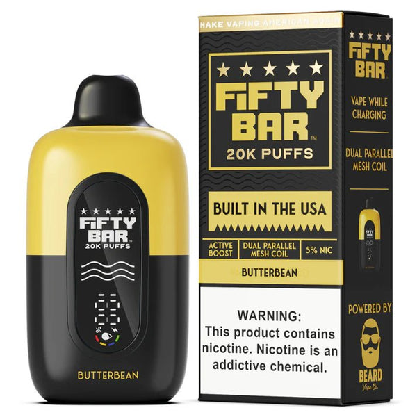 Fifty Bar 20K Disposable Vape device with sleek design and mouthpiece, designed for easy vaping on the go.