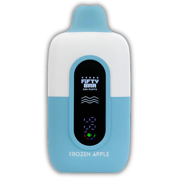 Fifty Bar NIXODINE disposable vape device with 20,000 puffs, sleek design, and colorful branding.