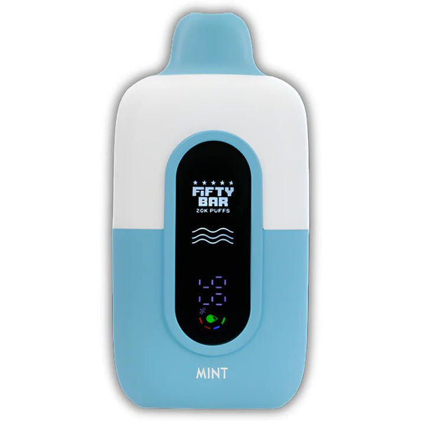 Fifty Bar NIXODINE disposable vape pen with 20,000 puffs, sleek design, and compact size for easy vaping.