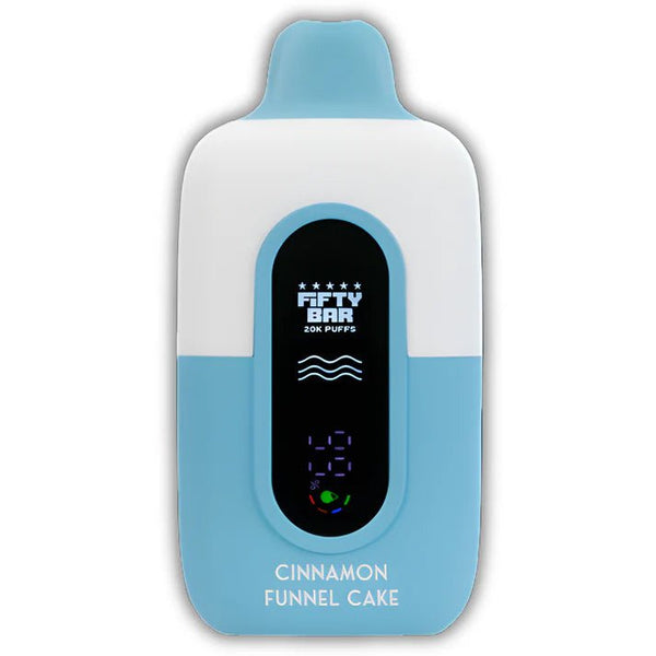 Fifty Bar NIXODINE disposable vape device with 20,000 puffs, sleek design, and colorful branding.