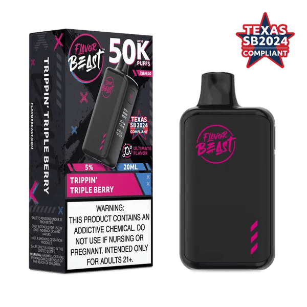 Flavor Beast XBM50 50K disposable vape device with sleek design and colorful branding, designed for easy use and long-lasting flavor.