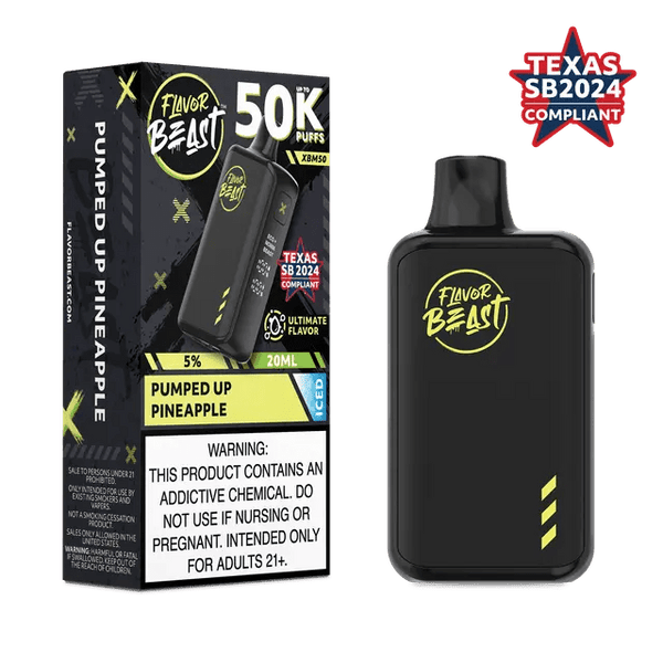 Flavor Beast XBM50 50K disposable vape device with sleek design and colorful branding, designed for easy use and portability.