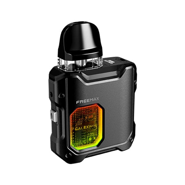 FreeMax Galex Nano Pod System hardware with sleek design and compact size, featuring mouthpiece and adjustable airflow.