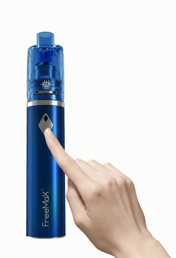 FreeMax GEMM 80W starter kit hardware with sleek design, featuring a button and compact vaporizer device.