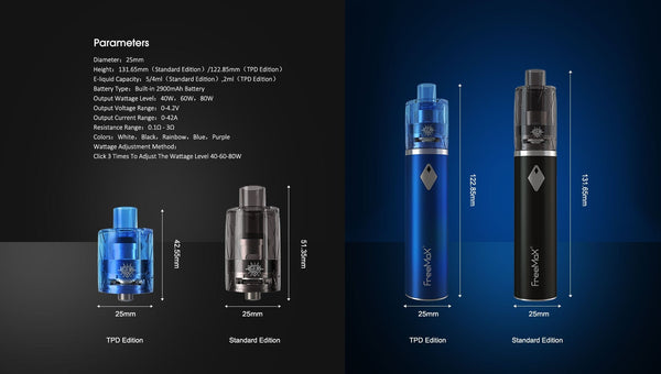 FreeMax GEMM 80W Starter Kit with sleek hardware, featuring a compact design and adjustable wattage for versatile vaping.