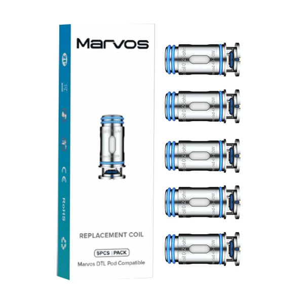FreeMax Marvos MS replacement coils for vape devices, showing a pack of coil cartridges with branding and coil design.