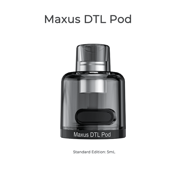 FreeMax Maxus DTL replacement pod for vaping device, featuring a sleek design and visible mouthpiece and e-liquid window.