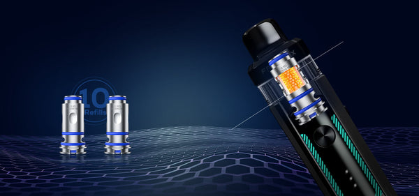 FreeMax Starlux 40W Pod System hardware with sleek design and adjustable airflow, featuring a compact, portable vape device.
