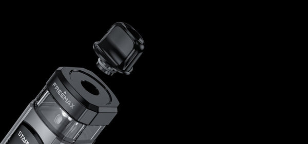 FreeMax Starlux 40W Pod System hardware with sleek design and adjustable wattage, shown from a front view.