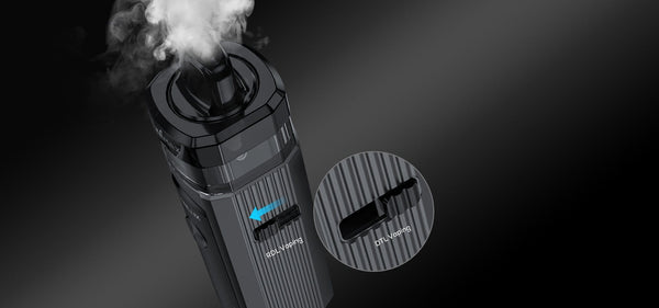 FreeMax Starlux 40W Pod System hardware with sleek design and ergonomic grip, featuring a compact vape device with mouthpiece.