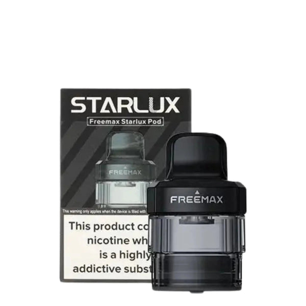 FreeMax Starlux replacement vape pods with transparent chambers and mouthpiece for use with the FreeMax Starlux device.
