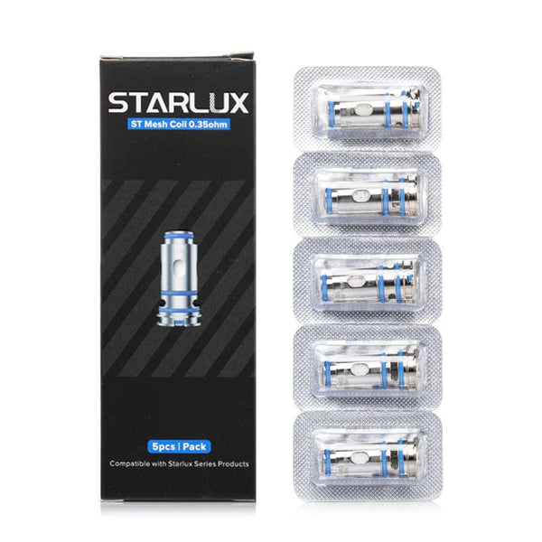 FreeMax Starlux ST Mesh replacement coils for vape devices, showing a pack of cylindrical coils with mesh design.