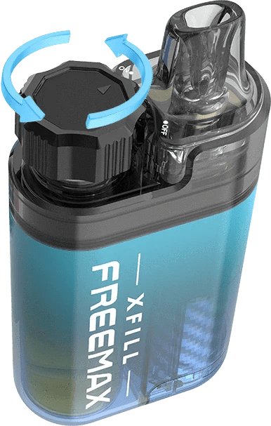 FreeMax Xfill Pod Kit hardware with sleek black design and replaceable pod for vaping convenience.