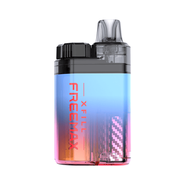 Close-up of the FreeMax Xfill Pod Kit, showing the sleek hardware design with a refillable pod and ergonomic mouthpiece.