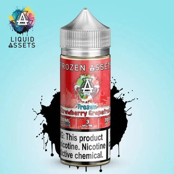 Frozen strawberry grapefruit e-liquid by Liquid Assets in a 100mL bottle, featuring a vibrant frozen fruit blend.