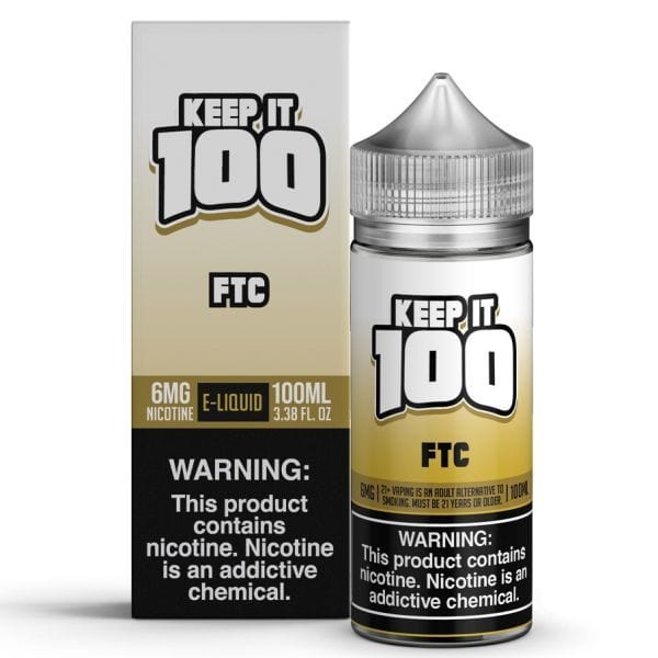 Keep It 100 FTC Krunch e-liquid bottle, 100mL, with colorful label and branding, designed for vaping enthusiasts.