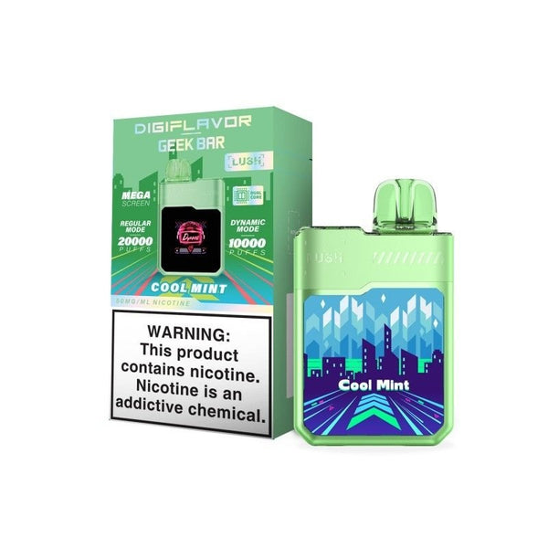 Geek Bar DIGIFLAVOR Lush disposable vape with 20k puffs, 18ml e-liquid, sleek design, and compact portable form.
