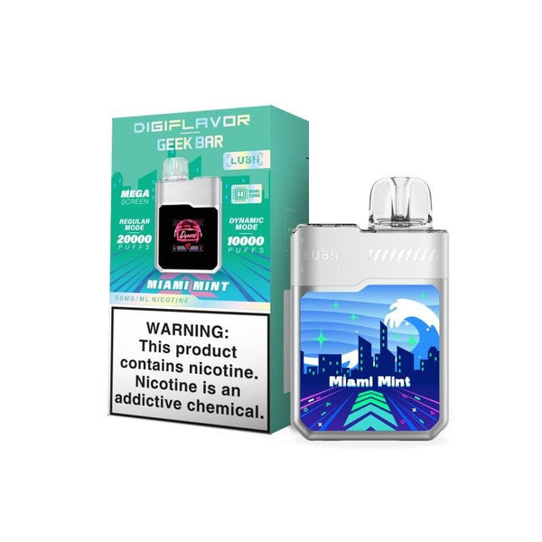 Geek Bar DIGIFLAVOR Lush 20k Puff Vape Disposable with 18ML e-liquid, compact device for flavorful vaping sessions.