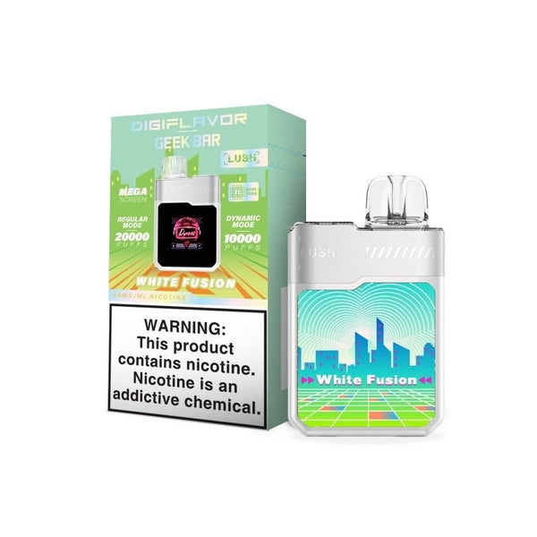 Geek Bar DIGIFLAVOR Lush 20k Puff disposable vape with 18ml e-liquid, featuring colorful branding and sleek design.