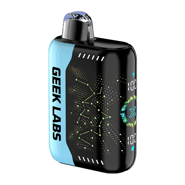 GEEK LABS Pulse X 50k NIXODINE disposable vape device with sleek design, powered by COVS, featuring colorful branding and mouthpiece.