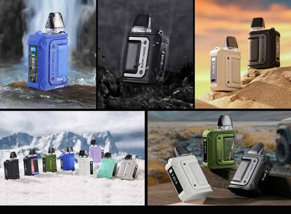 GeekVape Aegis Hero Q 30W pod system with compact design and sleek finish, showing the device with mouthpiece and branding.