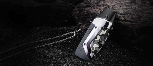 GeekVape Aegis Nano Pod System hardware with compact design, featuring a sleek black finish and integrated mouthpiece.