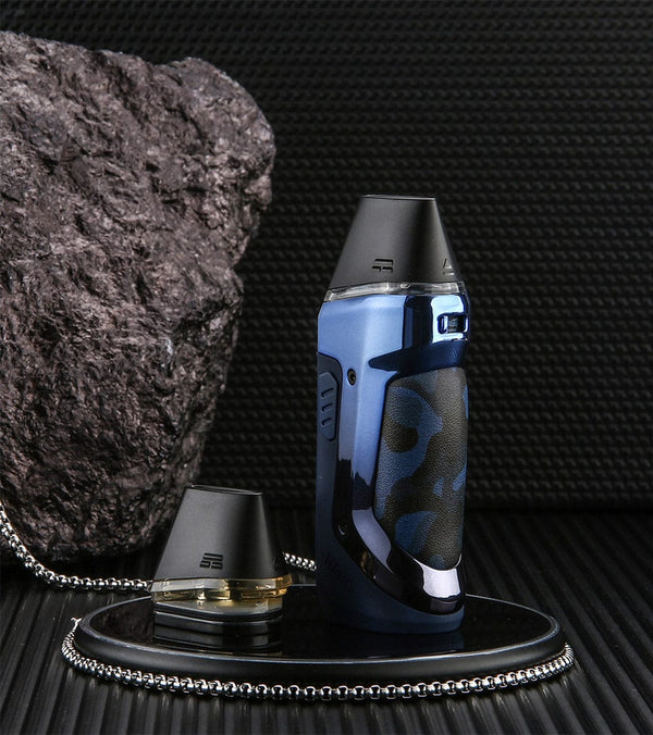 GeekVape Aegis Nano Pod System hardware with compact design and textured grip, suitable for vaping on the go.