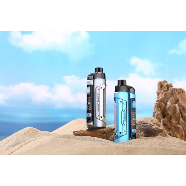 GeekVape B100 Aegis Boost Pro 2 Kit hardware with sleek design, included tank, and accessories shown in the image.