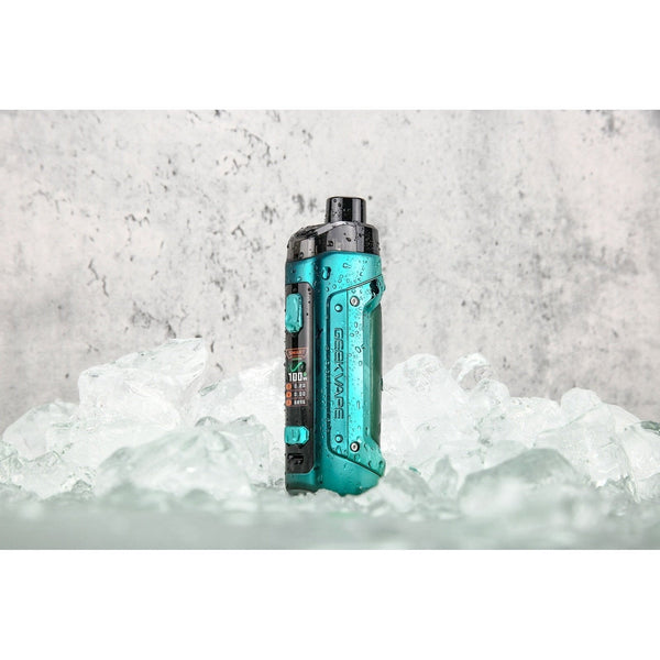 GeekVape B100 Aegis Boost Pro 2 Kit hardware with sleek design, featuring adjustable airflow and colorful display screen.