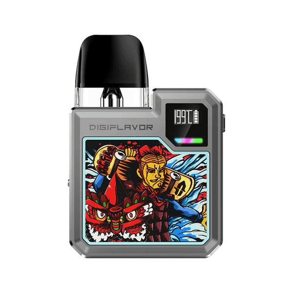 GeekVape Digiflavor Digi-Q pod system hardware with sleek design, compact size, and mouthpiece for vaping convenience.