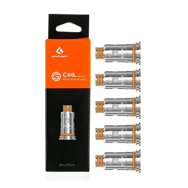 GeekVape G Series Mesh Coils for vape devices, showing multiple coil packs with mesh heating elements.