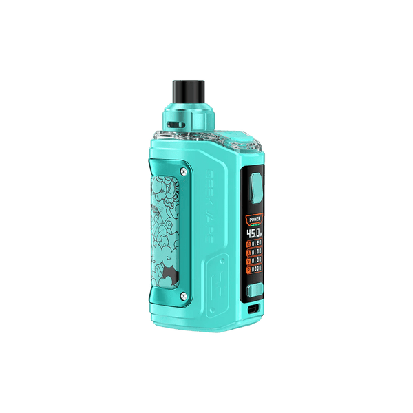 GeekVape H45 Aegis Hero 2 45W pod mod kit with sleek hardware design and compact build for vaping.