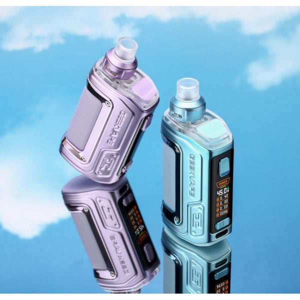 GeekVape H45 Aegis Hero 2 45W pod mod kit with sleek design and compact hardware for vaping enthusiasts.