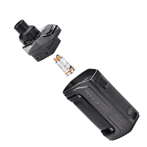 GeekVape H45 Aegis Hero 2 45W pod mod kit with sleek design and compact hardware, featuring adjustable wattage and durable construction.