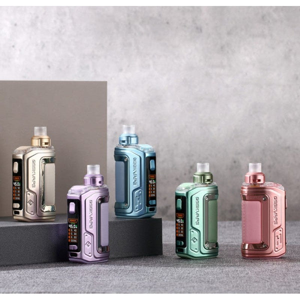 GeekVape H45 Aegis Hero 2 45W pod mod kit with sleek design and compact hardware for vaping.
