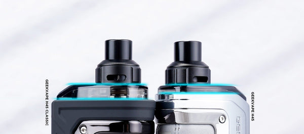 GeekVape H45 Classic Aegis Hero 2 Classic pod kit showing the compact device with replaceable pod and ergonomic design.