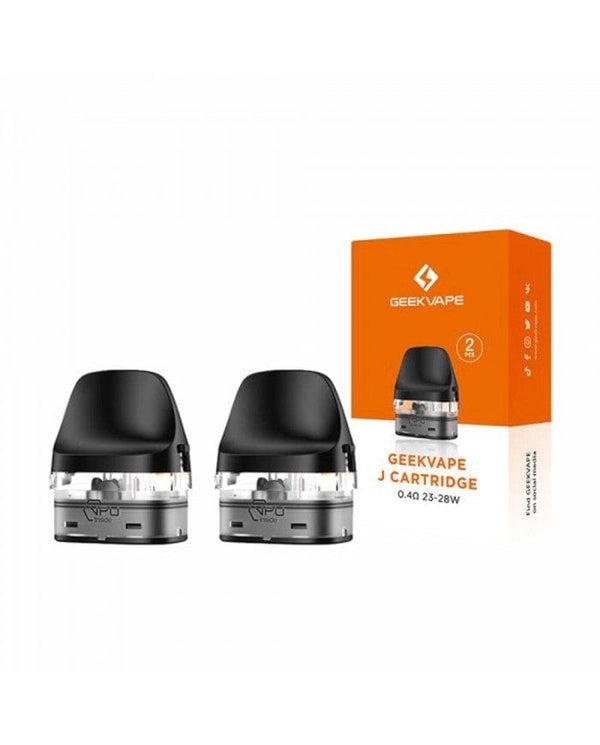 GeekVape J Cartridge replacement pods for GeekVape hardware, shown with clear view of the pod design and mouthpiece.
