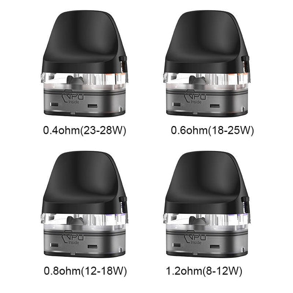 GeekVape J Cartridge Replacement Pods for GeekVape vaping device, showing the black and transparent pods with mouthpiece