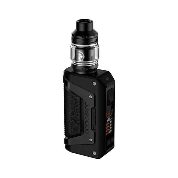 GeekVape L200 Aegis Legend 2 200W vaping kit with rugged design, large screen, and adjustable wattage for customizable vaping experience.