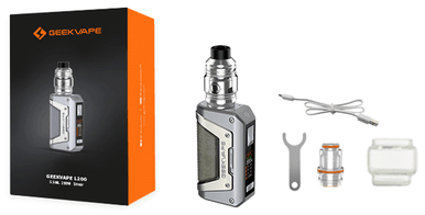 GeekVape L200 Aegis Legend 2 200W Kit with rugged hardware, featuring a mod and matching vape tank for versatile vaping.