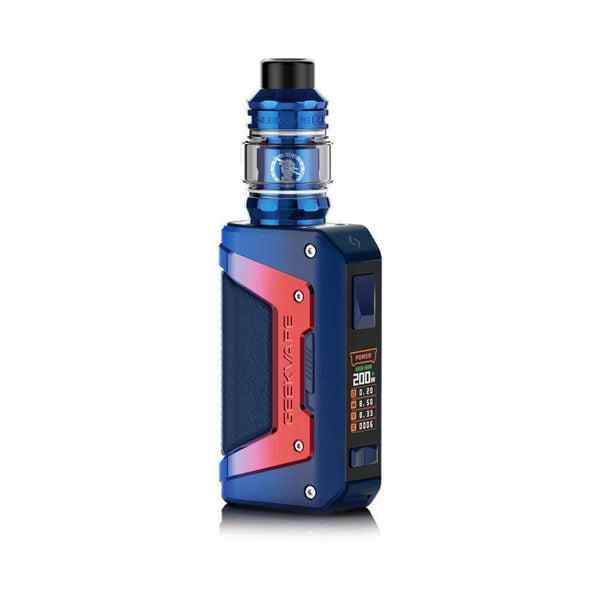 GeekVape L200 Aegis Legend 2 200W Kit with rugged design and advanced features, shown with mod and tank in a close-up image.