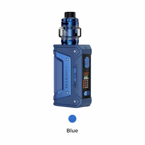 GeekVape L200 Classic 200W Starter Kit hardware with mod and tank, featuring sleek design and adjustable airflow.