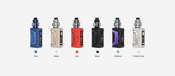 GeekVape L200 Classic 200W Starter Kit with mod and tank, black hardware, detailed display, and ergonomic design.